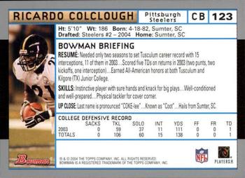 2004 Bowman - First Edition #123 Ricardo Colclough Back