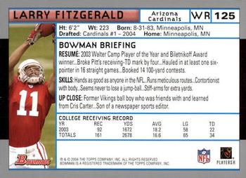 2004 Bowman - First Edition #125 Larry Fitzgerald Back