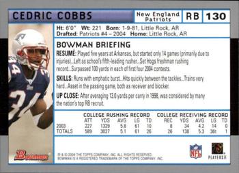 2004 Bowman - First Edition #130 Cedric Cobbs Back