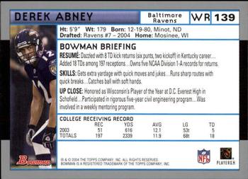 2004 Bowman - First Edition #139 Derek Abney Back