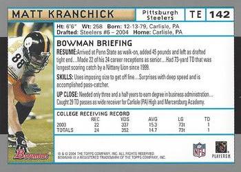 2004 Bowman - First Edition #142 Matt Kranchick Back