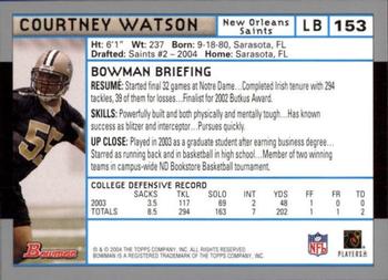 2004 Bowman - First Edition #153 Courtney Watson Back