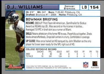 2004 Bowman - First Edition #154 D.J. Williams Back