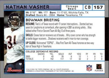 2004 Bowman - First Edition #157 Nathan Vasher Back