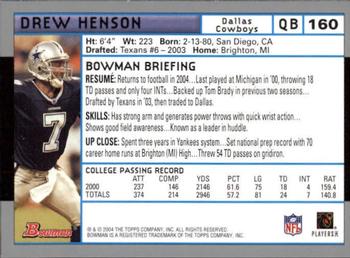 2004 Bowman - First Edition #160 Drew Henson Back