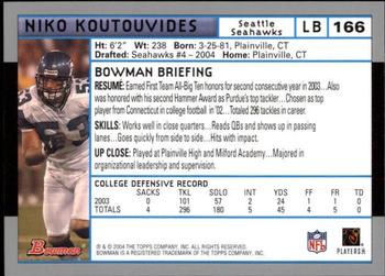2004 Bowman - First Edition #166 Niko Koutouvides Back