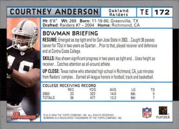 2004 Bowman - First Edition #172 Courtney Anderson Back