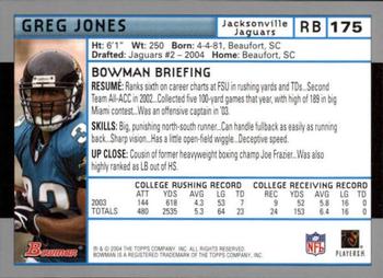 2004 Bowman - First Edition #175 Greg Jones Back