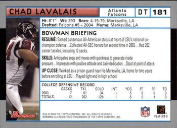 2004 Bowman - First Edition #181 Chad Lavalais Back