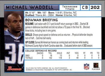 2004 Bowman - First Edition #202 Michael Waddell Back