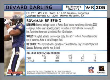 2004 Bowman - First Edition #205 Devard Darling Back