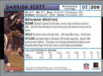 2004 Bowman - First Edition #209 Darrion Scott Back