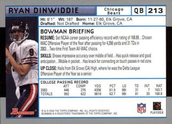 2004 Bowman - First Edition #213 Ryan Dinwiddie Back