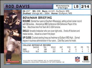 2004 Bowman - First Edition #214 Rod Davis Back