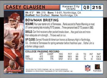 2004 Bowman - First Edition #215 Casey Clausen Back