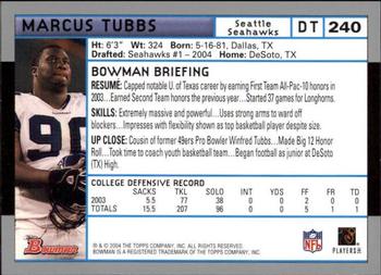 2004 Bowman - First Edition #240 Marcus Tubbs Back