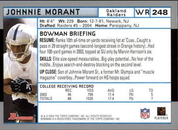 2004 Bowman - First Edition #248 Johnnie Morant Back
