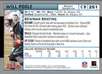 2004 Bowman - First Edition #251 Will Poole Back