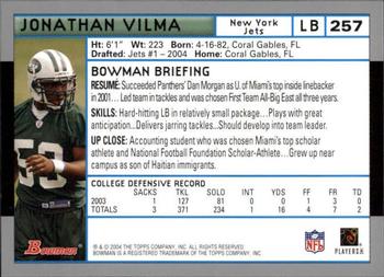 2004 Bowman - First Edition #257 Jonathan Vilma Back