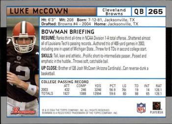 2004 Bowman - First Edition #265 Luke McCown Back