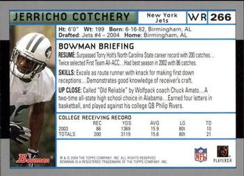 2004 Bowman - First Edition #266 Jerricho Cotchery Back