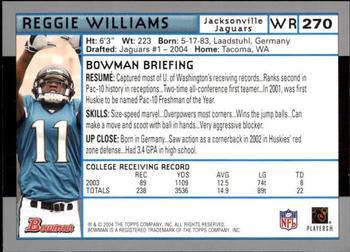 2004 Bowman - First Edition #270 Reggie Williams Back