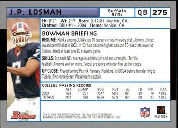 2004 Bowman - First Edition #275 J.P. Losman Back
