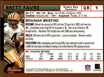 2004 Bowman - Gold #1 Brett Favre Back