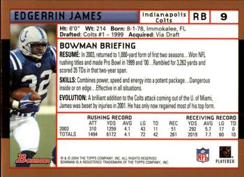 2004 Bowman - Gold #9 Edgerrin James Back