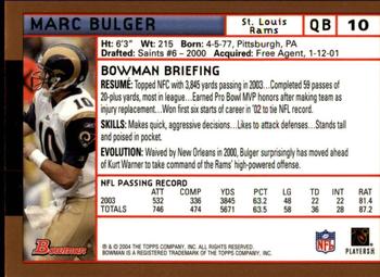 2004 Bowman - Gold #10 Marc Bulger Back