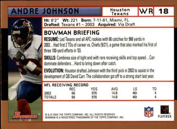 2004 Bowman - Gold #18 Andre Johnson Back