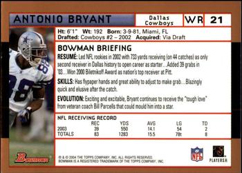 2004 Bowman - Gold #21 Antonio Bryant Back