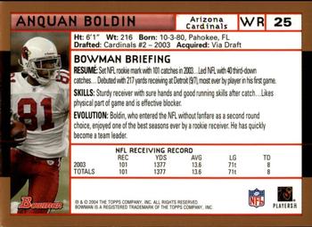 2004 Bowman - Gold #25 Anquan Boldin Back