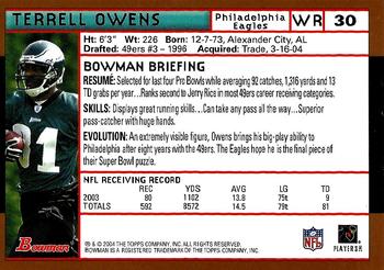 2004 Bowman - Gold #30 Terrell Owens Back