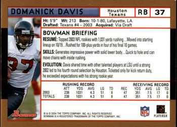 2004 Bowman - Gold #37 Domanick Davis Back