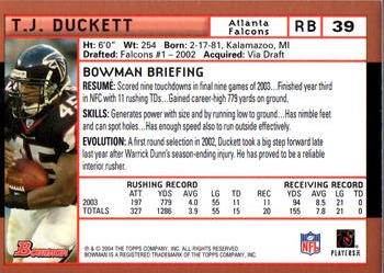 2004 Bowman - Gold #39 T.J. Duckett Back