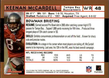 2004 Bowman - Gold #48 Keenan McCardell Back