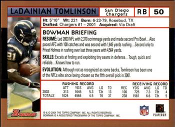 2004 Bowman - Gold #50 LaDainian Tomlinson Back
