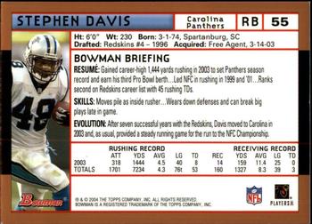 2004 Bowman - Gold #55 Stephen Davis Back