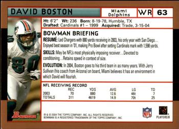 2004 Bowman - Gold #63 David Boston Back
