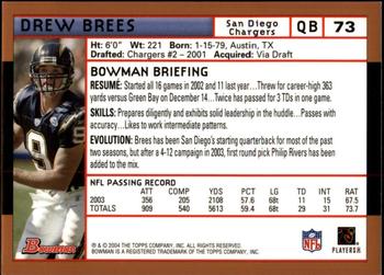 2004 Bowman - Gold #73 Drew Brees Back
