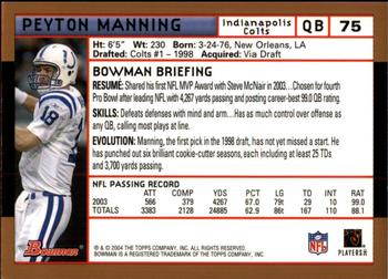 2004 Bowman - Gold #75 Peyton Manning Back