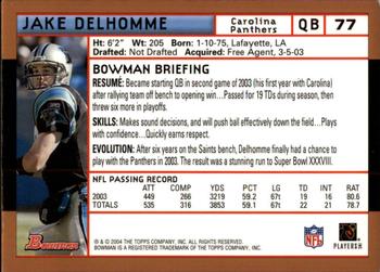 2004 Bowman - Gold #77 Jake Delhomme Back