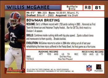 2004 Bowman - Gold #81 Willis McGahee Back