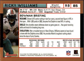 2004 Bowman - Gold #85 Ricky Williams Back