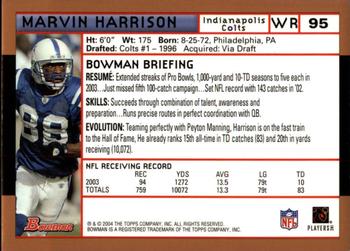 2004 Bowman - Gold #95 Marvin Harrison Back