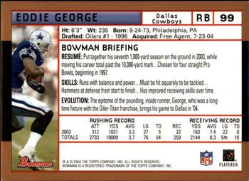 2004 Bowman - Gold #99 Eddie George Back