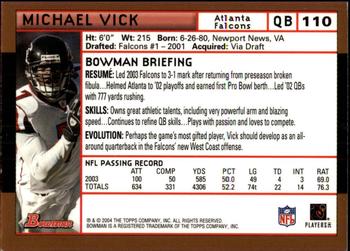 2004 Bowman - Gold #110 Michael Vick Back