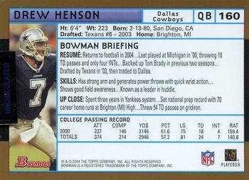 2004 Bowman - Uncirculated Gold #160 Drew Henson Back