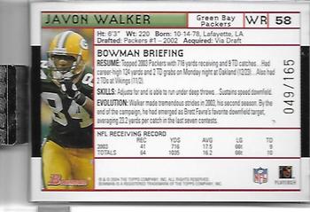 2004 Bowman - Uncirculated White #58 Javon Walker Back